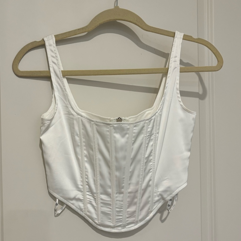 Crop white corset tank